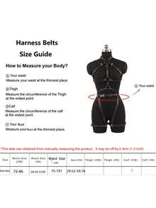 全身皮质束缚带，捆绑束缚带套装，女士皮质服装配饰，万圣节服装，女士皮质束缚带 - 黑色 - 查看 3