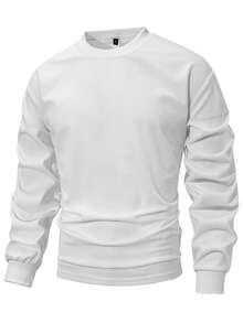 Men's Casual Retro Corduroy Sweatshirt, Long Sleeve Top, Autumn/Winter - White - View 3