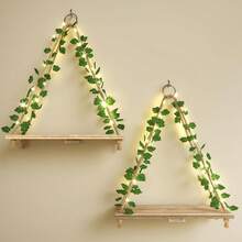 Tomnk 2/3pcs Floating Shelves For Wall,Plant Wall Decor,Hanging Shelf,Cottage Core Decor,Room Decor Aesthetic,Boho Room,Adhesive Shelves,Floating Shelves For No Drilling, Christmas Decor - 淺棕色 - 查看 9