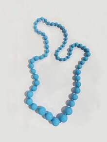 1 pieza Collar de efecto de ampliación gradual tejido con cuentas de plástico de estilo bohemio geométrico, collar largo para mujer, adecuado para vacaciones, viajes, regalos y uso diario