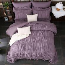 Purple Comforter Set Queen Size,Ruched Boho Bedding 9-Piece Bed-In-A-Bag For All Seasons,Fluffy Luxury Ruffle Bedding Set With Comforter, Flat Sheet, Fitted Sheet, Pillow Shams, Pillowcases - Mauve Purple - View 6