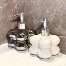 Wysokiej jakości, posrebrzana, matowa, ceramiczna butelka z dozownikiem, nowoczesna butelka do wystroju łazienki, dozownik do mydła w płynie do zlewu domowego, butelka wielokrotnego napełniania kosmetyków do toalet publicznych, hotele