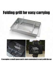 折叠式木炭烧烤炉、便携式露营烧烤炉、紧凑型迷你篝火木炭燃气烧烤炉架不锈钢扩展烧烤炉套装带集成烟熏器、便携式可折叠木炭烧烤炉，适合户外家庭聚会、户外烹饪必需品 | 现代烧烤设计 | 耐用结构、烧烤炉配件