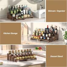 4 Set Large Wooden Tiered Riser Display Stands For Vendor Events,Stackable Perfume Organizer Cologne Stand For Men Women,Wooden Cupcake Dessert Stand,Wood Dessert Table Display Set,Food Display Risers For Party - Brown - View 6