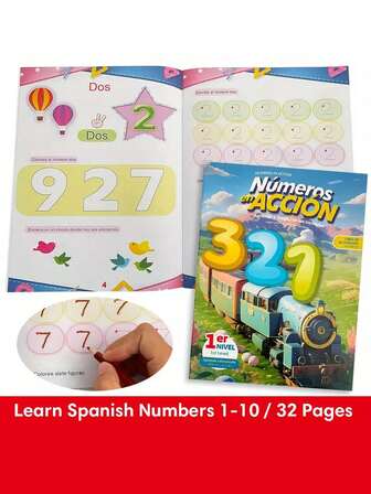 A4 西班牙语学习笔记本，儿童早期教育涂色书，字母和数字重点手写练习