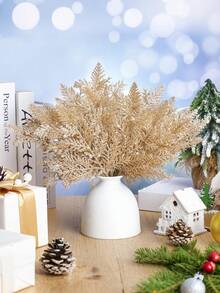 10pcs Artificial Christmas Tree Ornaments, Faux Cedar Leaves, Suitable For Home Decor, Wreaths Christmas Decorations Room Decor