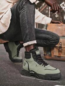 Botas para hombre, nuevas botas de otoño/invierno, botas amarillas, botas forradas térmicamente - Verde - Ver 6