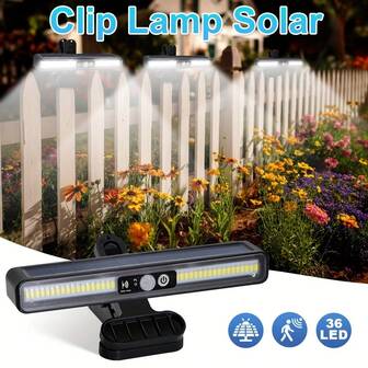 1 件太阳能壁灯，3 种照明模式，带运动传感器的夹灯，便携式安装，适用于户外花园、外墙、门廊、车库、凉亭、商业街、庭院装饰和户外太阳能灯