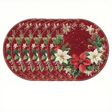 6 Pieces Of Festive Christmas Placemats, Round Wooden Placemats, Decorative Placemats, Suitable For Kitchen And Holiday Table Setting