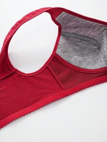 3pcs Christmas Element Printed Bras, Elegant Minimalist Front Closure Wireless Bras, Women Lingerie