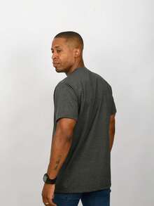 Camisa Masculina Gola Redonda Clássica Confortável - Preto Vintage - Visão 3