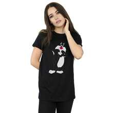 LOONEY TUNES Damen/Frauen Sylvester Verschränkte Arme Baumwolle Boyfriend T-Shirt (Schwarz)