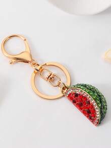 Cute Fruit Diamond-Encrusted Watermelon Metal Keychain - Unisex Bag Charm, Backpack/Car Keychain & Accessory, Perfect Gift For Friends