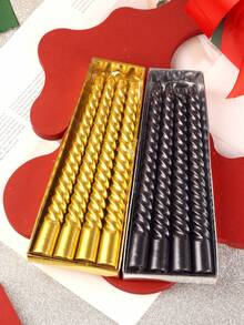 1 Bộ Nến in hình Giáng sinh/Chân nến có gân, Nến lãng mạn cho bữa tối, Thích hợp để trang trí nhà cửa, tiệc tùng, trang trí bàn ăn, quà tặng ngày lễ, bữa tối, tiệc/sự kiện, thư giãn/thiền định, ánh sáng tạo không khí, trang trí Giáng sinh, trang trí phòng, quà Giáng sinh - Nhiều màu - Xem 2