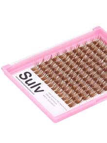 120 piezas Pestañas en racimo de color marrón medio de 8mm, 10mm, 12mm, 14mm, 16mm, 18mm, 20mm para elegir - Racimos individuales de pestañas DIY