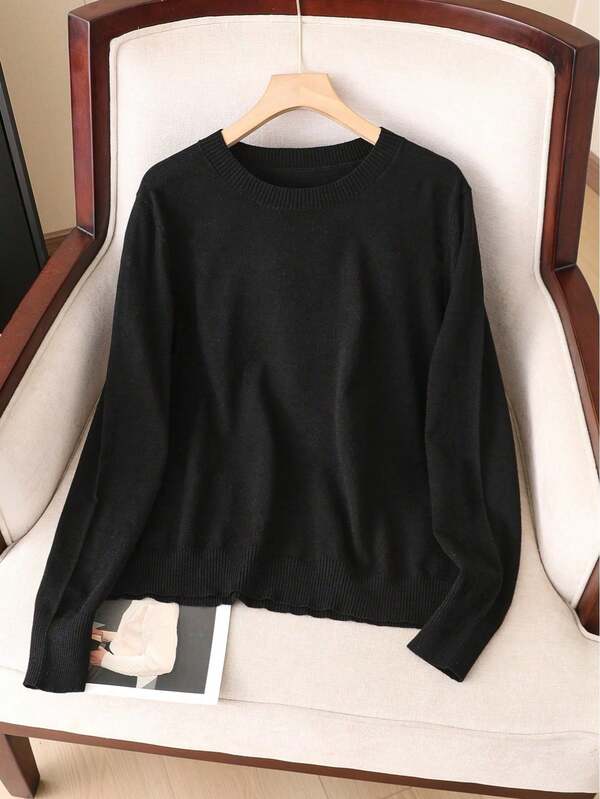GIGOGOU Plus Size 1XL-4XL Autumn Winter Basic Warm Women Knit Sweater Top Long Sleeves Fall Clothes