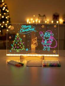 LED Acrylic Message Board With Stand – 11.8"X7.9" Glow Dry Erase Board With 12 Colored Markers, Light-Up Memo Board For Drawing, Notes & Decor - trong suốt - Xem 1