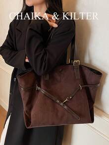 Túi đeo vai CHAIKA & KILTER bằng vải PU màu trơn, túi xách nữ phong cách retro thường ngày dung tích lớn, ba lô dành cho sinh viên, dây đeo vai được trang trí viền bèo nhún, hai quai xách, khóa nam châm, thích hợp cho du lịch, mua sắm, hẹn hò, làm quà tặng cho nữ, phù hợp cho nữ sinh viên đại học, người mới bắt đầu sự nghiệp và nhân viên văn phòng, lý tưởng cho văn phòng, trường học, công việc, kinh doanh, đi lại, hoạt động ngoài trời, du lịch, leo núi, v.v. - Cà phê - Xem 5