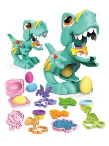 Set de juguete de arcilla de colores con dinosaurios para interacción entre padres e hijos. Arcilla creativa para manualidades de niños, sin pegajosidad ni decoloración (formas de dinosaurios interesantes + abundantes herramientas de arcilla). El set presenta temas lindos de dinosaurios, con arcilla antiadherente e indesteñible, junto con huevos de dinosaurio, moldes para dar forma y varias herramientas. Durante la interacción entre padres e hijos, los padres y los niños pueden usar la arcilla para esculpir dinosaurios y presionar los moldes, ejercitando las habilidades manuales y la creatividad del niño. Los niños también pueden jugar de forma independiente para liberar su imaginación y crear su propio mundo de dinosaurios, ayudando en el desarrollo artístico de los niños.