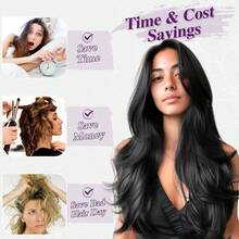 FESHFEN Clip-In Extensions, 50 Cm Wavy Clip-In Hair Extensions Blonde For Women, 5 Pieces, Natural Hair Extensions, Synthetic Hairpiece, Hair Extensions - Natural Black - 查看 3