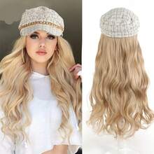 Hat Wig Women's Long Curly Hair White Small Fragrance Style Big Wave Baseball Cap All-In-One Fashionable Simulation Hair Wig Hat - Multicolor - View 3