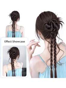 20 英寸长花辫龙须扭曲马尾辫 - 合成爪夹，女士卷发波浪接发，休闲装扮的自然造型，马尾接发，日常假发。 - 彩色 - 查看 3