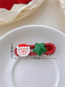 3pcs Christmas Cute Cartoon Hair Clip Combination Sweet Girl Holiday Dress Up Bangs Broken Hair Edge Clip Hair Accessories, Claw Clips