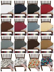 1pc Solid Color Elastic Milk Silk Chair Cover, Dust-Proof Chair Slipcover, Hotel & Home Decor - Multicolor - View 8