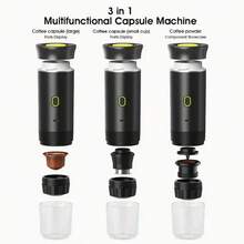 Portable Electric Espresso Machine, Camping Travel Coffee Machine, Car Coffee Machine Self-Heating C Type, Hot And Cold Brew, Compatible With Ground Coffee And Capsule Coffee, Suitable For RV, Hiking, Office - Negro - Ver 4