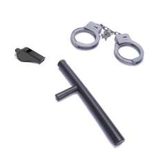 5 قطع طقم زي ضابط للأطفال، تنكر وتمثيل أدوار، يشمل القيود، شارة الشرطة، عصا، صفارة (طراز جهاز اللاسلكي عشوائي) (قيود طراز قديم/جديد عشوائي)، هدية معدات الأحلام، هدية مفاجأة، هدية عيد ميلاد، هدية عيد الميلاد، هدية عيد الهالوين، لعبة