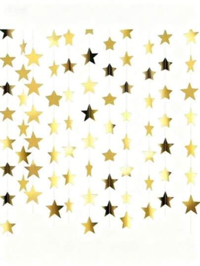 33 件/套闪光星花环彩旗横幅装饰，明亮的星星悬挂背景，毕业婚礼婴儿洗礼生日圣诞派对装饰（金色）