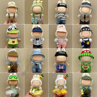 与 Labubub 兼容，仅适用于 Labubub 乙烯基娃娃的衣服，娃娃连衣裙、连体衣、工作服套装批发