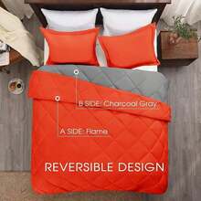 GT Bed BlanketGT Bed BlanketBasic  Comforter Set - Navy Blue Comforter Set Size, Reversible Bed Comforter Set All Seasons, Navy/, 1 Comforter (88x92) And 2 Pillow Shams (20x26+2)Bed Blanketbed Blanket - 10 - 火焰/木炭 - 查看 4