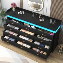 5/12/16 Drawer LED Dresser With USB Powered LED Lights/Charging Station | Modern Chest Of Drawers Storage Cabinet With Power Outout For Bedroom, Entryway - 查看 4