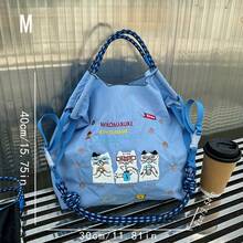 1 Stück Nylon Tragetasche mit Motiv der faulen Katze, geeignet für Einkaufen, Reisen, Geschenke, großes Fassungsvermögen, wasserdicht, Schultergurt für Frauen und Studenten