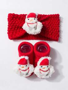 1 PC Baby Headband +1 Pair Baby Socks,For 1-3 Years Old,Toddler Christmas Dress,Christmas Headband And Socks,Fashionable,Suitable For Photo Taking And Daily Life,Baby Christmas Gift - Multicolor - View 7