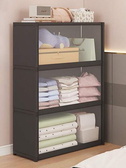 1 Stück staubdichter Aufbewahrungsschrank, Kleiderschrank, Bücherregal, Regal, platzsparend, stabil & modisch, einfache Montage, tragbar, geeignet für Wohnzimmer, Schlafzimmer, Eingangsbereich, Büro, Zuhause, Mehrebigen Stauraum, Geschenk für Feiertage, Weihnachtsgeschenk, Kindergeschenk