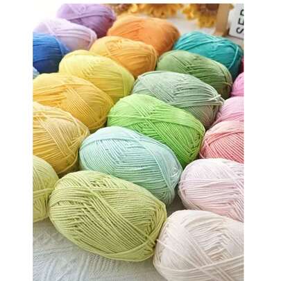 EDCUEBE7 1 件 5 股牛奶纱，钩针编织线，适用于 DIY 编织包、围巾、帽子、毛衣、玩偶，50 克/件（随机包装）
