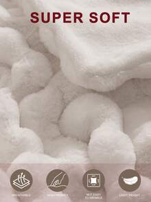 1 件超柔软仿兔毛毯，温暖舒适，可机洗，四季毛绒，盖毯、大号和特大号尺寸，多功能午睡毯，适用于办公室、卧室、沙发、旅行，双面可用，冬季装饰 - 白色 - 查看 5
