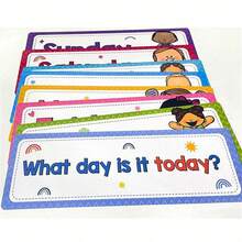 8 hojas/set Tarjetas con palabras en inglés de los días de la semana, decoración de pizarra para el aula, encabezados educativos, material didáctico de tarjetas de aprendizaje