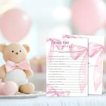 Find The Guest Game Cards For  Shower Games Activity 30 Pink Bow  Shower Game Cards Gender Reveal Party Games Supplies And Activities P11 - 粉紅蝴蝶結尋找客人 - 查看 5