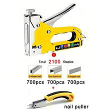 手动订书机套装 - 适用于木材、织物、家具、屋顶毛毡的四合一订书机 - 订书枪、1600 个钉子和 800 个钉子套装可供选择
