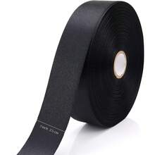 Ruy băng satin đen 1 inch x 25 yard, Ruy băng satin vải polyester màu trơn dùng để gói quà, thủ công, nơ, vòng hoa, dự án may vá, trang trí tiệc cưới và tiệc mừng Giáng sinh - màu đen - Xem 2