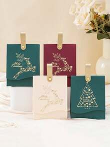 10pcs Christmas Gift Boxes - With Leather Handles, Christmas Tree Design In Holiday Red, White And Green, Suitable For Cookies, Candies, Chocolates And Small Gifts - Ideal For Business Christmas Decor, Party Favors And Winter New Year Presents. Christmas Gift Boxes, Gift Box Packaging, Christmas Decorations, Large Christmas Gift Boxes, Holiday Gifts, Seasonal Decor, Elegant Packaging, Decorative Packaging, Premium Finish (10/5PCS)