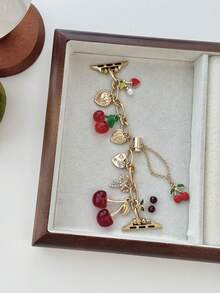 1pc Female's Women's Watch Bracelet Compatible With Apple Watch Band Love Cherry Pendant Gold Watch Strap,Compatible With Apple Watch 38/40/41/42/44/45/46/49 MM, Suitable For Ultra3/2/1/SE/11/10/9/8/7/6/5/4/3/2/1