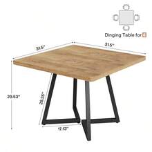 Tribesigns Square Dining Table For 2, 31.5" Industrial Dinner Table With Metal Base, Kitchen Table For Dining Room, Small Space, Apartment, Light Brown - Nâu nhạt - Xem 8