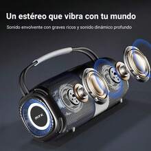 M TK MOVETECK Altavoz Bluetooth 5.3, 8W*2 Altavoz Bluetooth Potente con Luz LED de Color, Bajos Potentes y Agudos Claros 2H de Reproducción Bluetooth Speaker,con Emparejamiento TWS,TarjetaTF, AUX, Altavoz Estéreo Inalámbrico Verdadero Adecuado Para Uso En Interiores y Exteriores. 0452142 - Negro - Ver 3