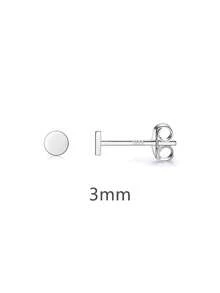 女士男士女孩用的925純銀耳釘,微小的平面點耳釘套裝,小圓盤耳釘,華麗的軟骨耳環圓形三角形耳針,4個尺寸可選(2mm/3mm/4mm/5mm) - 銀色 - 查看 9