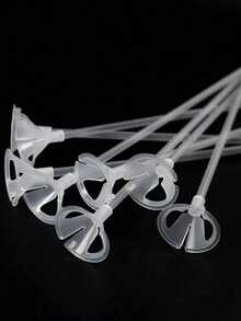 10/20/30/50pcs Plastic Balloon Fixing Buckle And Stick Minimalist Transparent Balloon Stand For Party Use