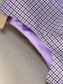 Women's Plaid Woven Fabric Front Button Pocket Casual Vest Jacket, Spring/Autumn - Mauve Purple - View 2